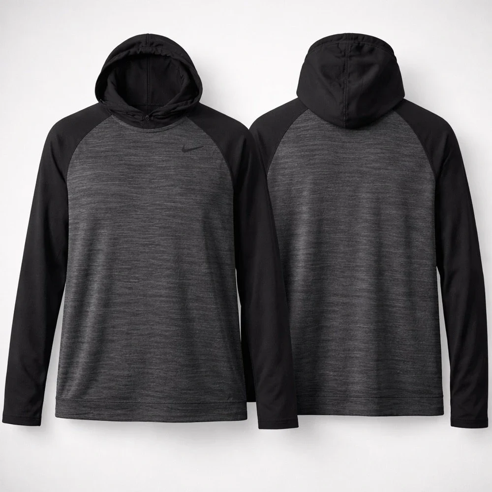 Nike Dri-FIT Mens Training Hoodie Black Grey Heathered 696063-014 Size M‎
